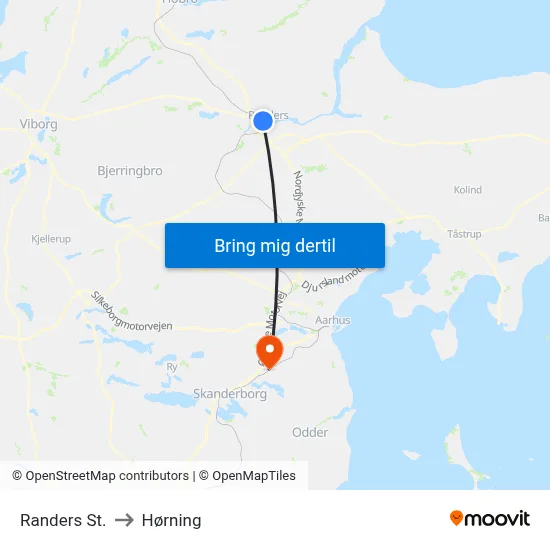 Randers St. to Hørning map