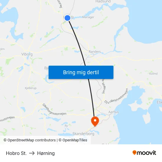 Hobro St. to Hørning map