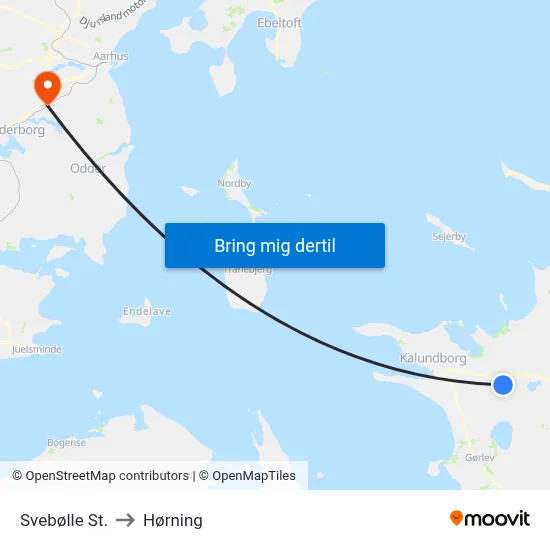 Svebølle St. to Hørning map