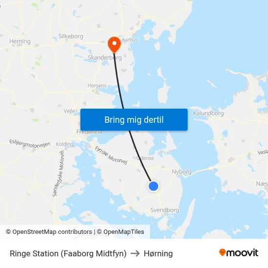 Ringe Station (Faaborg Midtfyn) to Hørning map