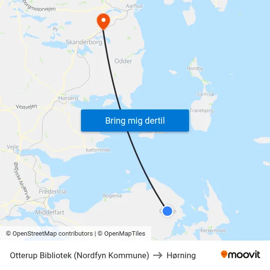 Otterup Bibliotek (Nordfyn Kommune) to Hørning map