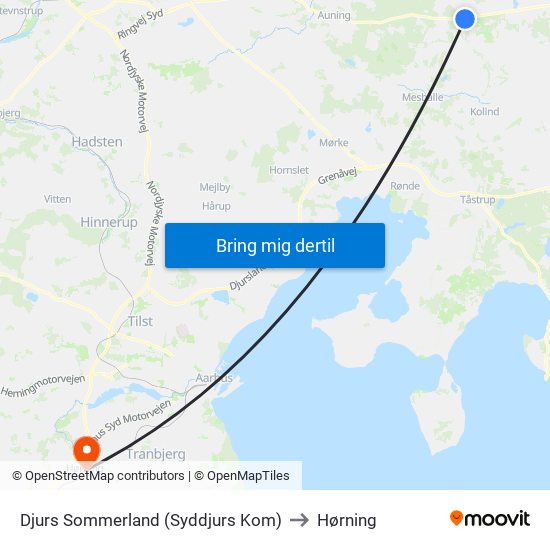 Djurs Sommerland (Syddjurs Kom) to Hørning map