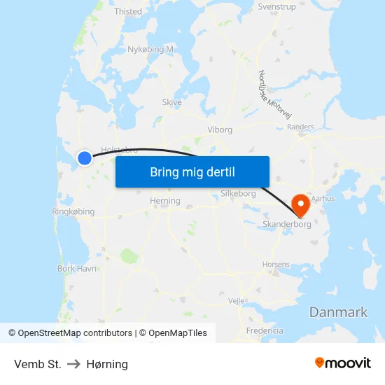 Vemb St. to Hørning map