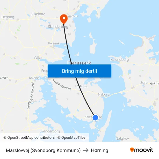 Marslevvej (Svendborg Kommune) to Hørning map