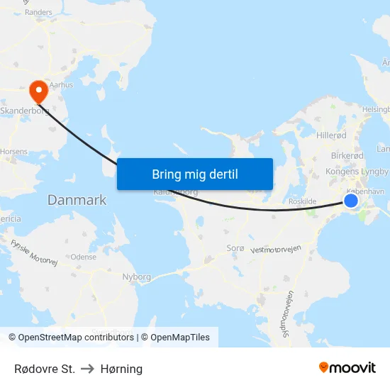 Rødovre St. to Hørning map