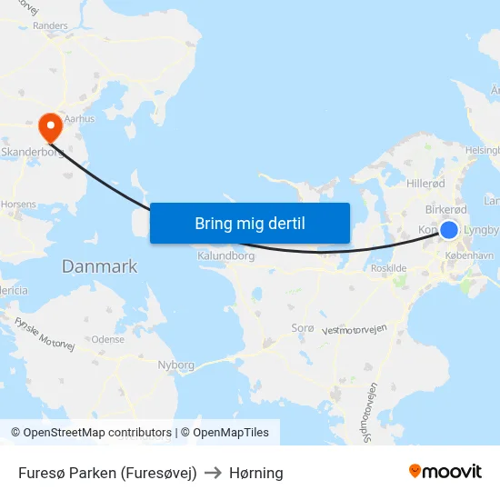 Furesø Parken (Furesøvej) to Hørning map