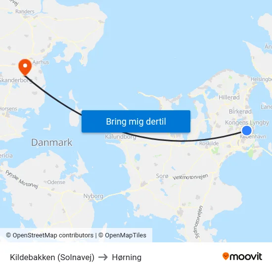 Kildebakken (Solnavej) to Hørning map