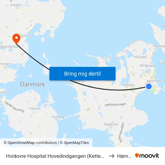 Hvidovre Hospital Hovedindgangen (Kettegård Allé) to Hørning map