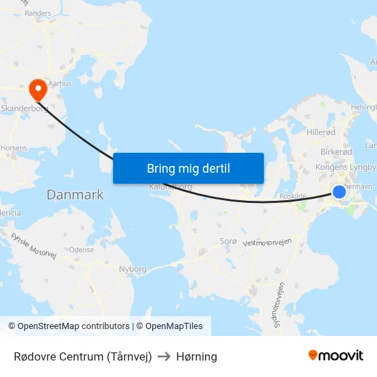 Rødovre Centrum (Tårnvej) to Hørning map