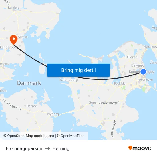 Eremitageparken to Hørning map