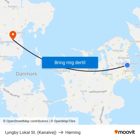 Lyngby Lokal St. (Kanalvej) to Hørning map