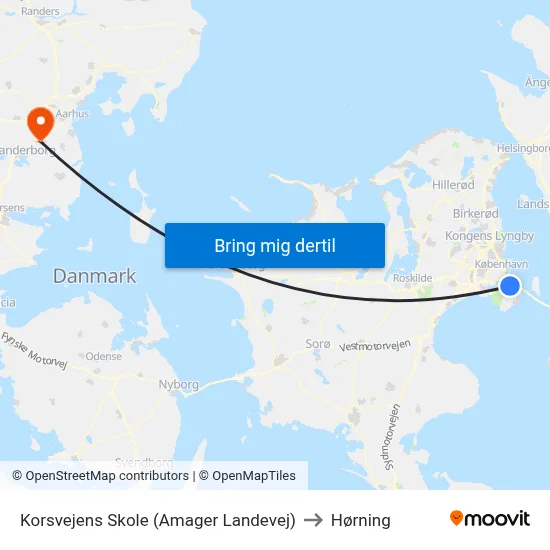 Korsvejens Skole (Amager Landevej) to Hørning map