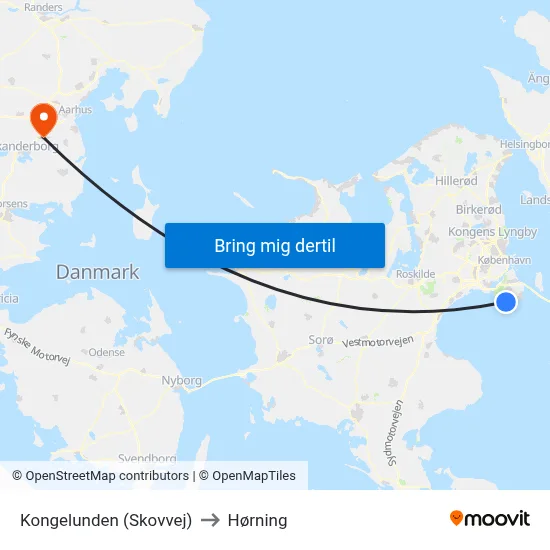 Kongelunden (Skovvej) to Hørning map