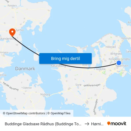 Buddinge Gladsaxe Rådhus (Buddinge Torv) to Hørning map