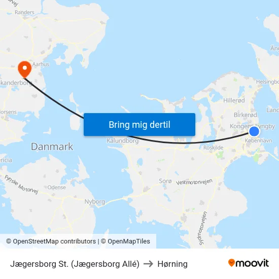 Jægersborg St. (Jægersborg Allé) to Hørning map