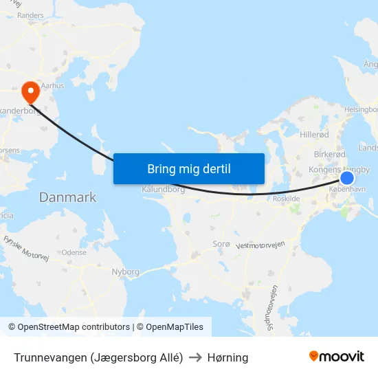 Trunnevangen (Jægersborg Allé) to Hørning map