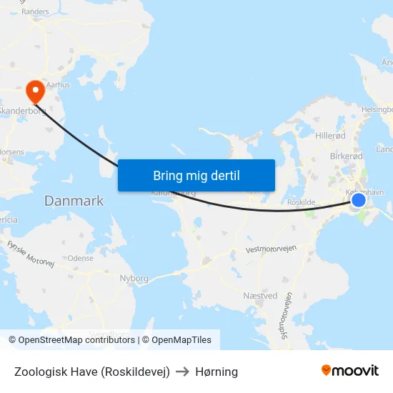 Zoologisk Have (Roskildevej) to Hørning map