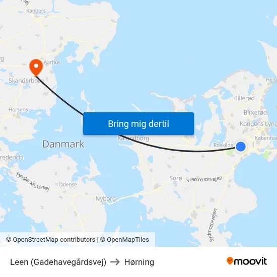 Leen (Gadehavegårdsvej) to Hørning map
