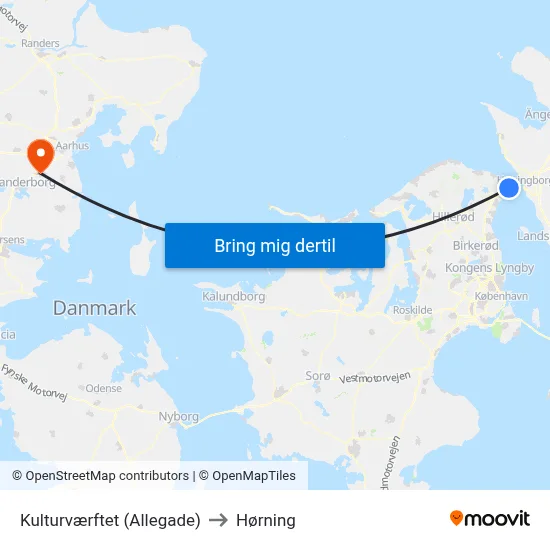 Kulturværftet (Allegade) to Hørning map