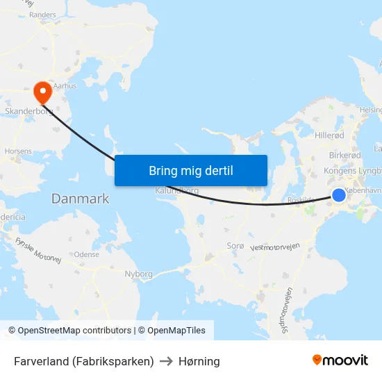 Farverland (Fabriksparken) to Hørning map