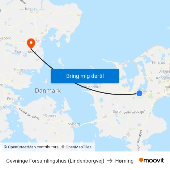 Gevninge Forsamlingshus (Lindenborgvej) to Hørning map