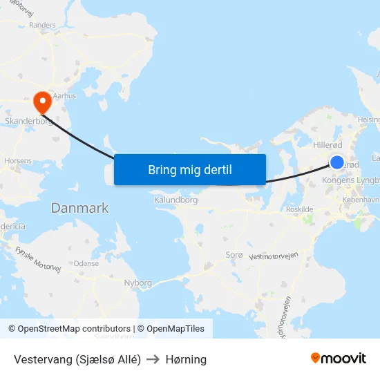 Vestervang (Sjælsø Allé) to Hørning map