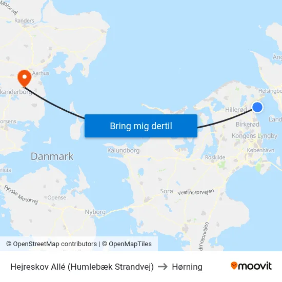 Hejreskov Allé (Humlebæk Strandvej) to Hørning map