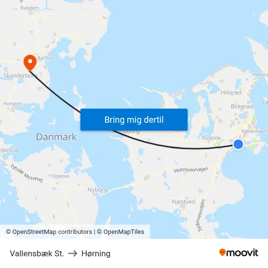 Vallensbæk St. to Hørning map