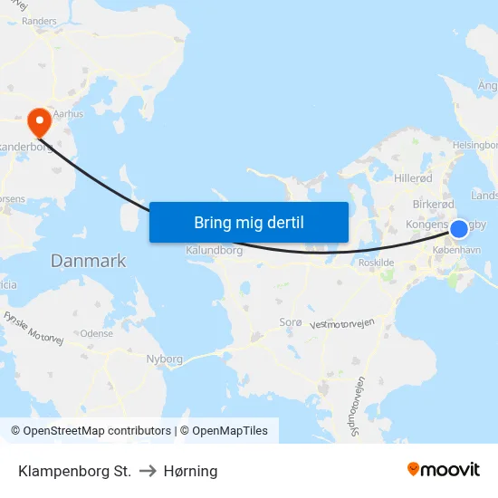 Klampenborg St. to Hørning map