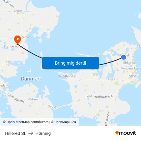 Hillerød St. to Hørning map
