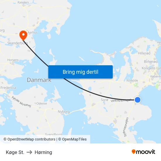 Køge St. to Hørning map