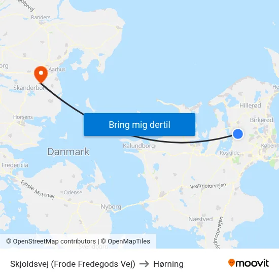 Skjoldsvej (Frode Fredegods Vej) to Hørning map