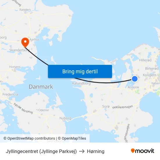 Jyllingecentret (Jyllinge Parkvej) to Hørning map