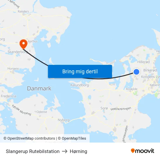 Slangerup Rutebilstation to Hørning map