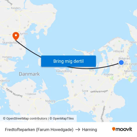 Fredtofteparken (Farum Hovedgade) to Hørning map