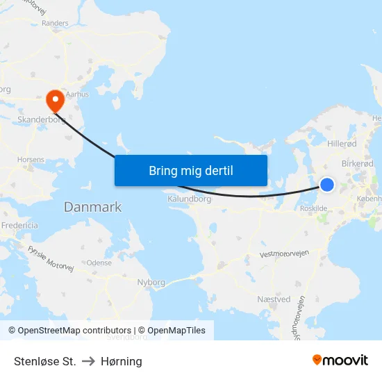 Stenløse St. to Hørning map