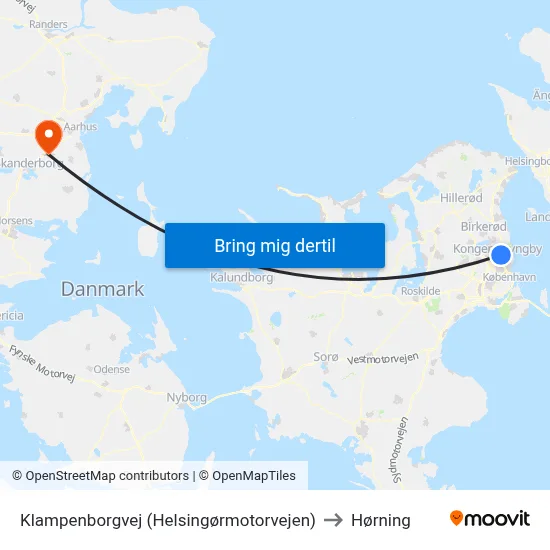 Klampenborgvej (Helsingørmotorvejen) to Hørning map