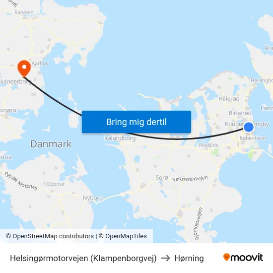 Helsingørmotorvejen (Klampenborgvej) to Hørning map