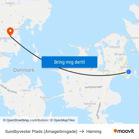 Sundbyvester Plads (Amagerbrogade) to Hørning map