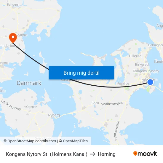 Kongens Nytorv St. (Holmens Kanal) to Hørning map