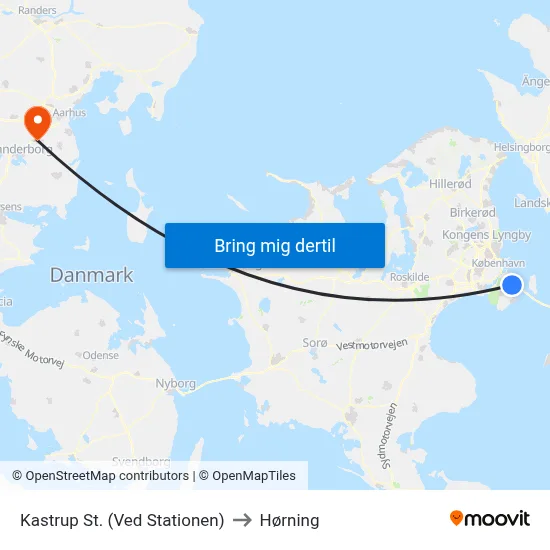 Kastrup St. (Ved Stationen) to Hørning map