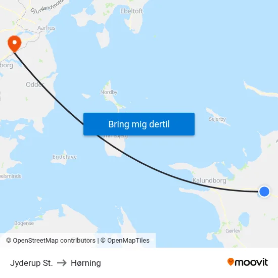 Jyderup St. to Hørning map