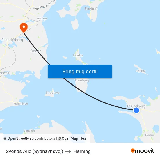 Svends Allé (Sydhavnsvej) to Hørning map