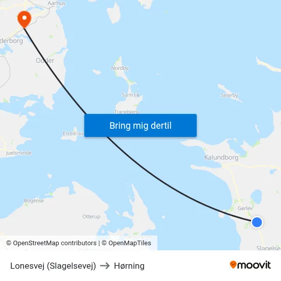 Lonesvej (Slagelsevej) to Hørning map