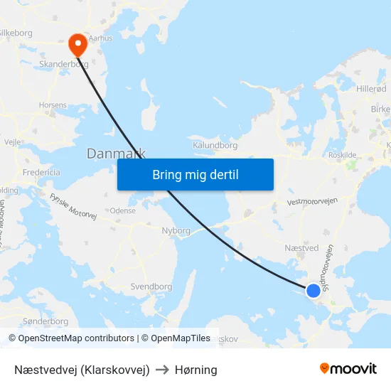 Næstvedvej (Klarskovvej) to Hørning map