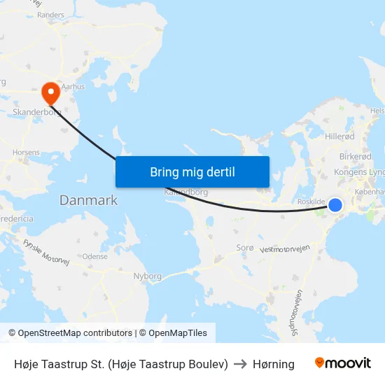 Høje Taastrup St. (Høje Taastrup Boulev) to Hørning map