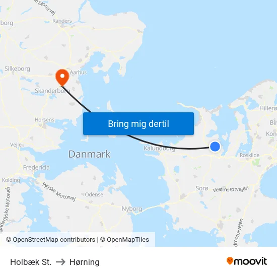 Holbæk St. to Hørning map