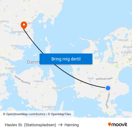 Haslev St. (Stationspladsen) to Hørning map