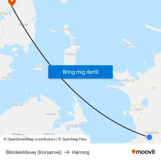 Blindekildevej (Korsørvej) to Hørning map
