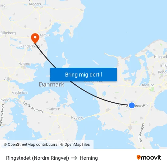 Ringstedet (Nordre Ringvej) to Hørning map